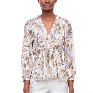 Rebecca Taylor Penelope V-Neck Floral Silk Top